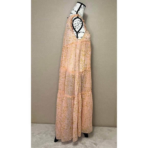 Hatch Womens Apricot Maternity Anaelle Silk Dress Sz 2 Ruffle SleeveAsymmetrical - Picture 7 of 13